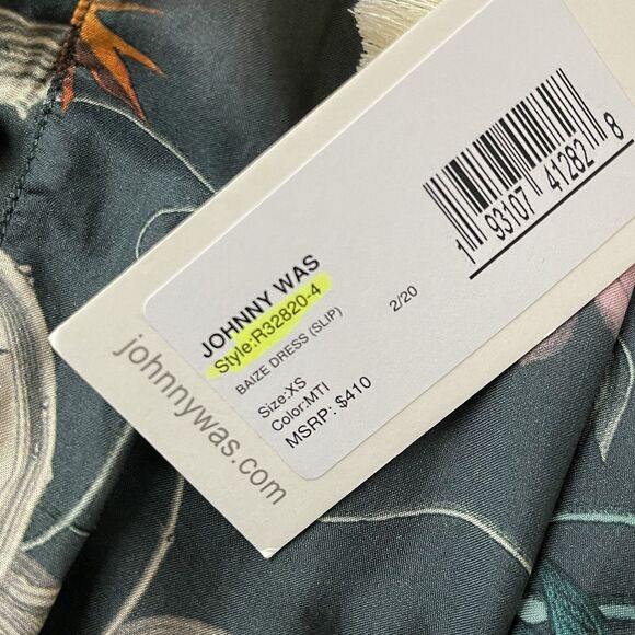 JOHNNY WAS Baize Dress Size XS Multicolor NEW 100% Silk Colorful Bohemian Slip - Picture 9 of 11